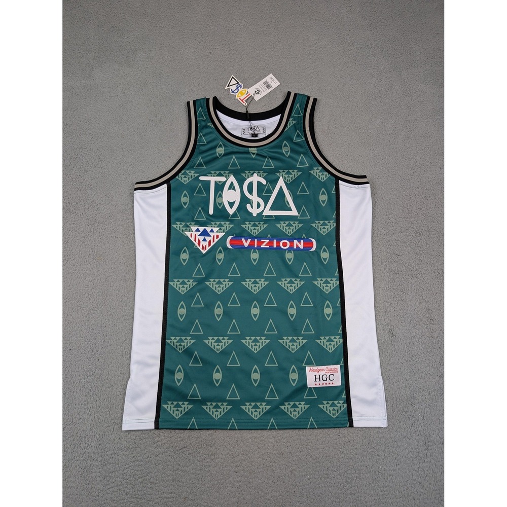 TISA Monogram Jersey Mens Large Green Basketball Headgear Classics HGC New‎